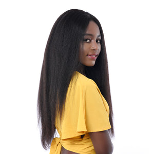 Enoya Italian Yaki Silk Top Lace Front Wigs Brazilian Human Virgn Hair 150% Density
