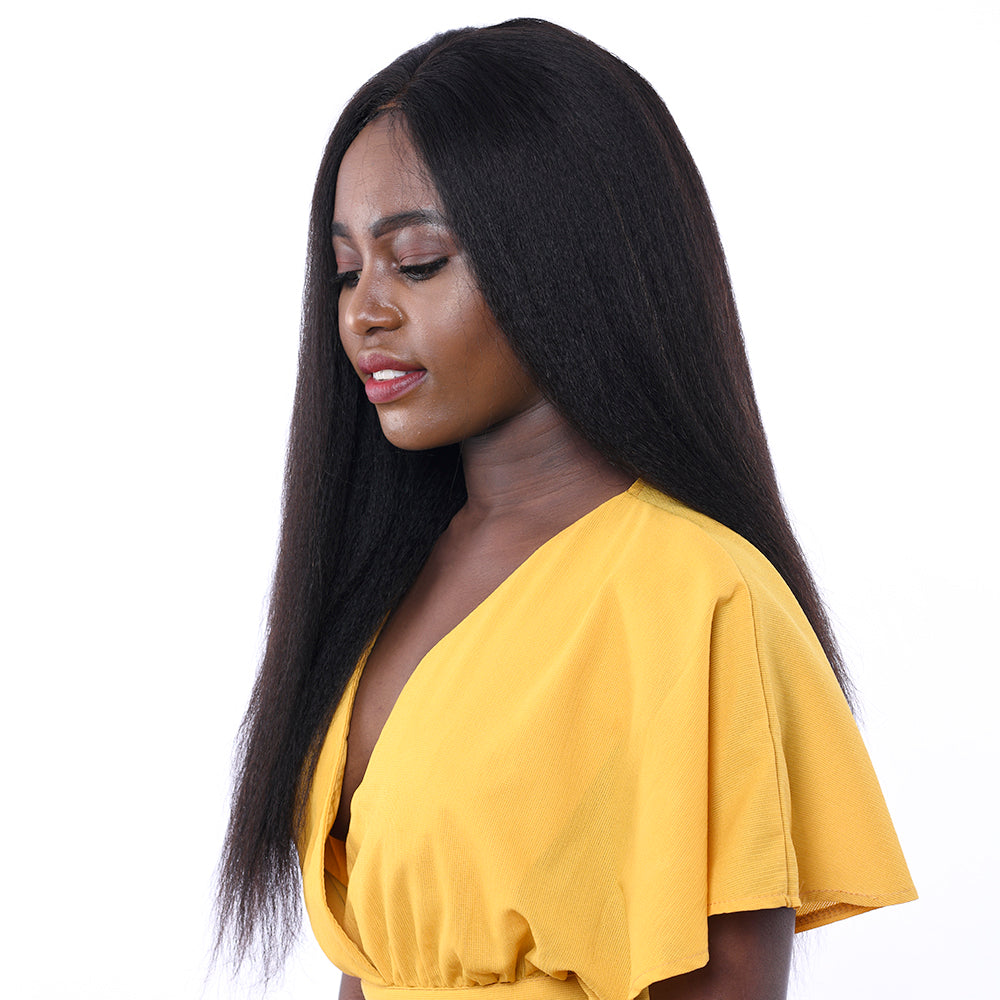 Enoya 360 Lace Wig Italian Yaki Human Hair Wigs-Glueless 180% Density Brazilian Virgin Remy Wigs Pre Plucked