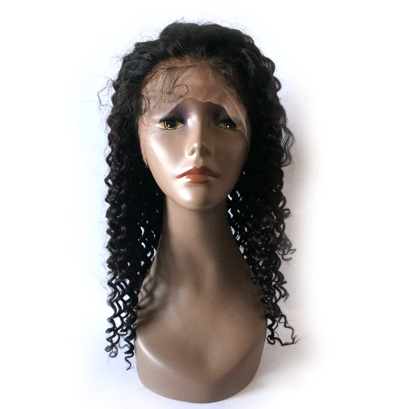 Enoya 360 Lace Frontal Wig Curly Brazilian Human Hair Wigs-Glueless 180% Density Pre Plucked
