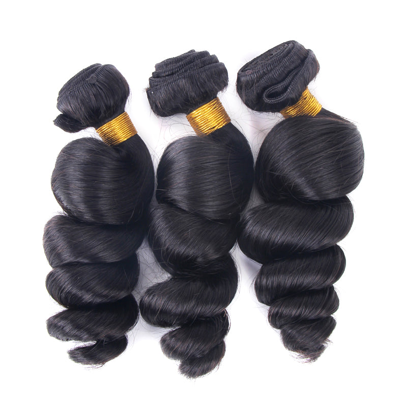 Enoya Brazilian Virgin Hair Loose Wave 3 Bundles Natural Color