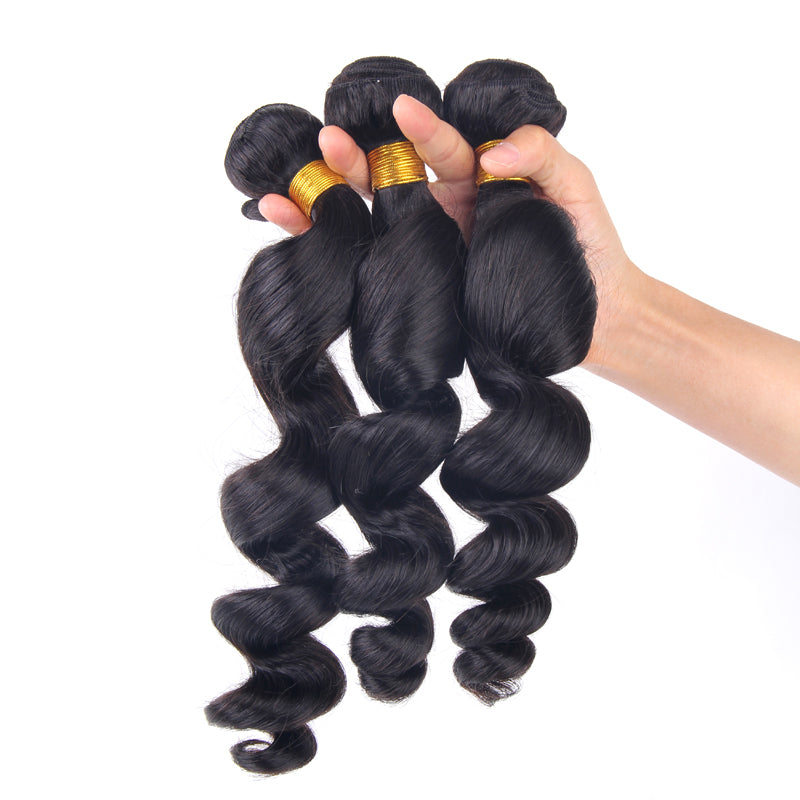 Enoya Brazilian Virgin Hair Loose Wave 3 Bundles Natural Color