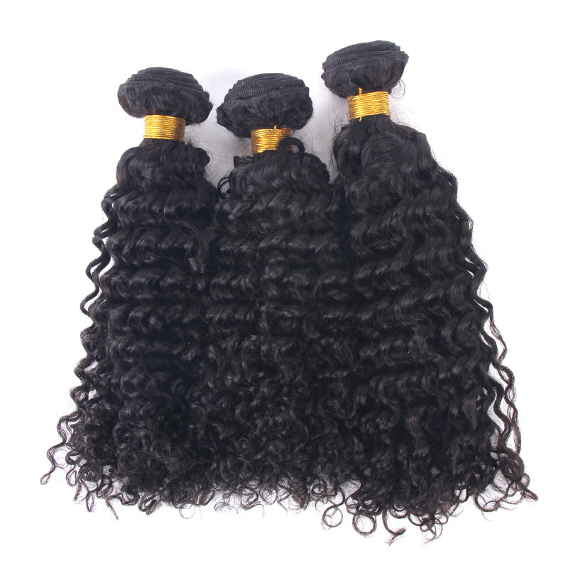 Enoya Curly Brazilian Human Hair Weave 3Bundles Natural Color Wefts