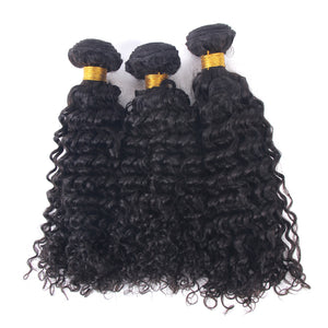 Enoya Curly Brazilian Human Hair Weave 3Bundles Natural Color Wefts