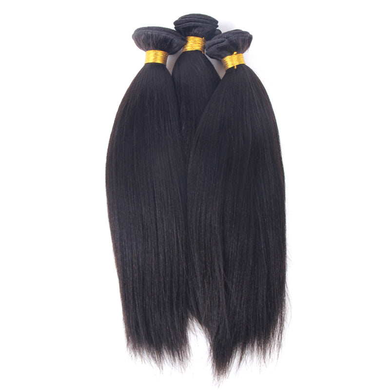 Enoya Brazilian Yaki Hair 3Bundles Human Hair Weave Hair Bundles Natural Color