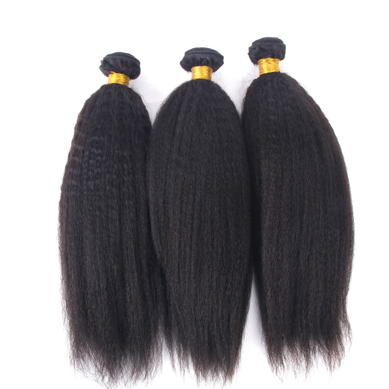 Enoya Italian Yaki Brazilian Human Virgin Hair 3Bundles Hair Weft Natural Color