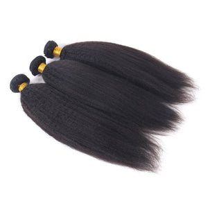 Enoya Brazilian Virgin Hair Kinky Straight 3 BundlesHair Weft Natural Color