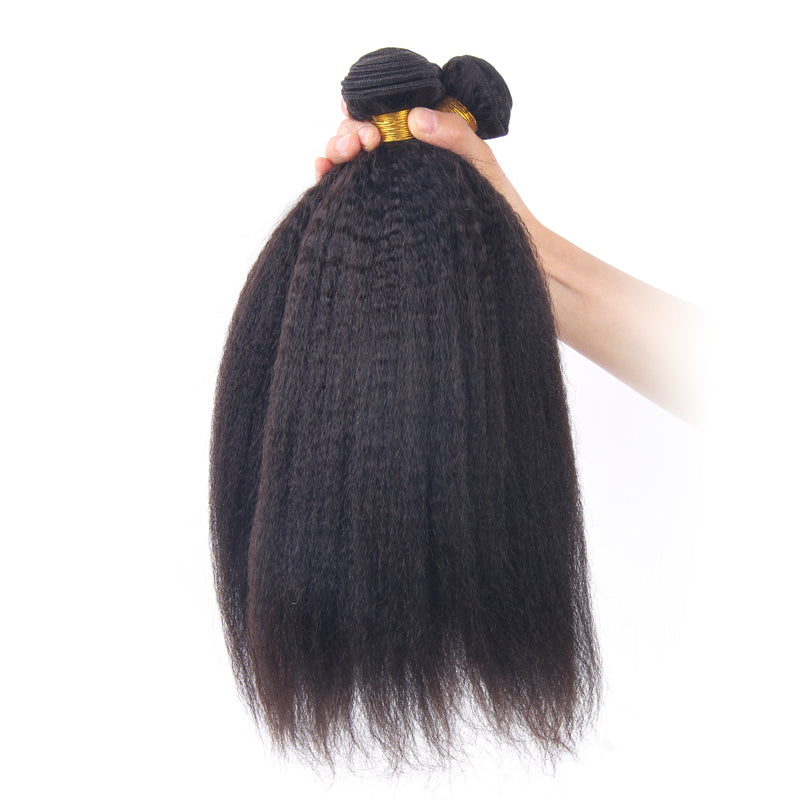 Enoya Brazilian Virgin Hair Kinky Straight 3 BundlesHair Weft Natural Color