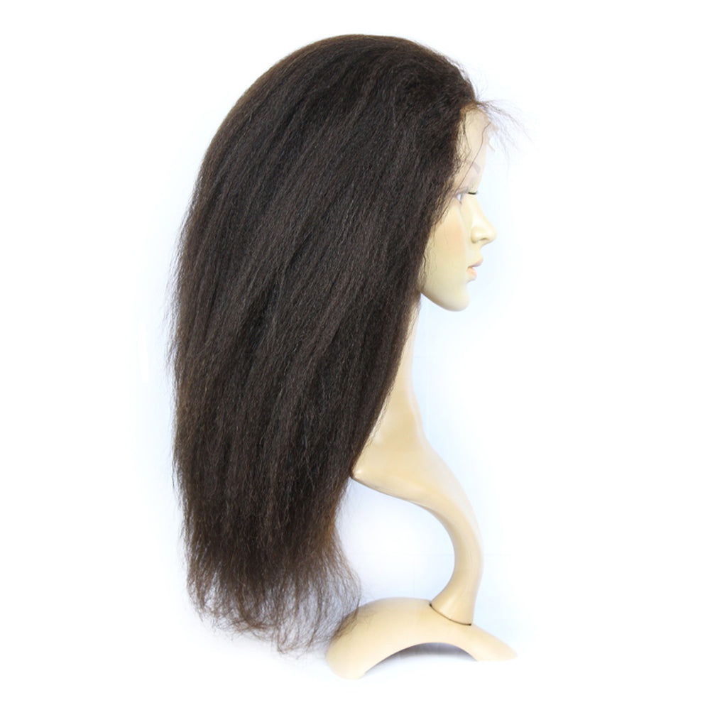 Enoya Italian Yaki Full Lace Glueless Wig 130% Density Brazilian Human Hair