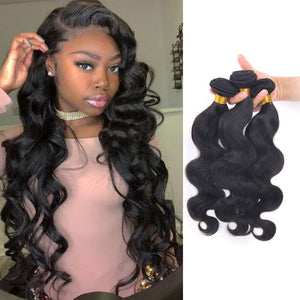 Enoya Body Wave Brazilian Human Virgin Hair Weave Bundles 3Pcs Natural Color