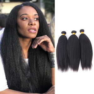 Enoya Italian Yaki Brazilian Human Virgin Hair 3Bundles Hair Weft Natural Color