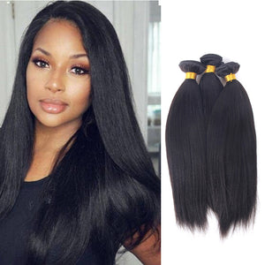 Enoya Brazilian Yaki Hair 3Bundles Human Hair Weave Hair Bundles Natural Color